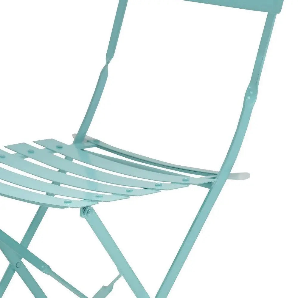 Set of Two Teal Blue Aluminum Outdoor Folding Dining Chairs - NOBLE HOME INTERIORS