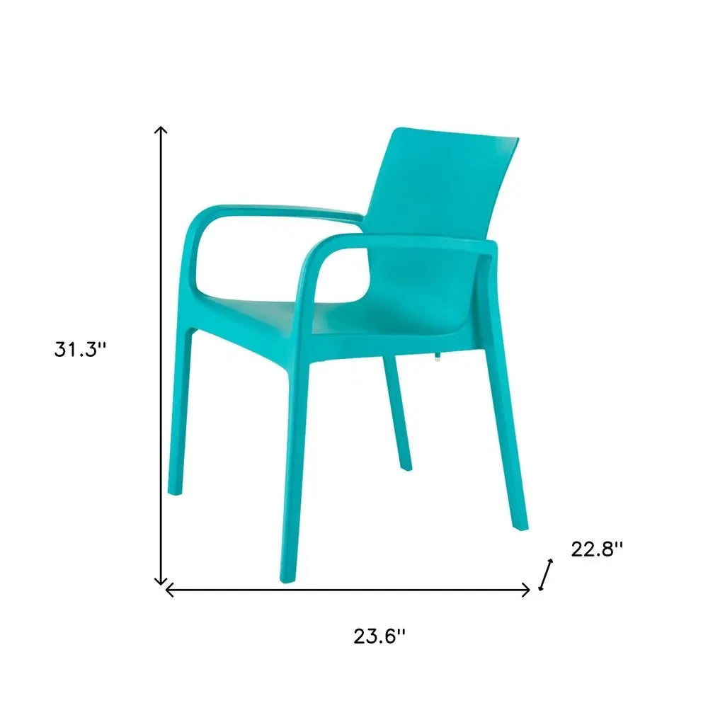 Set of Two Turquoise Heavy Duty Plastic Outdoor Stacking Dining Chairs - NOBLE HOME INTERIORS