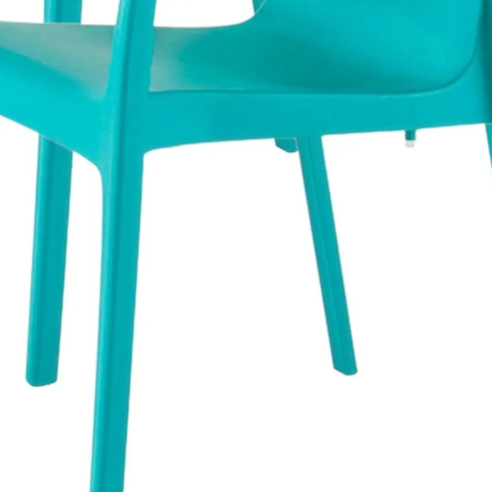 Set of Two Turquoise Heavy Duty Plastic Outdoor Stacking Dining Chairs - NOBLE HOME INTERIORS