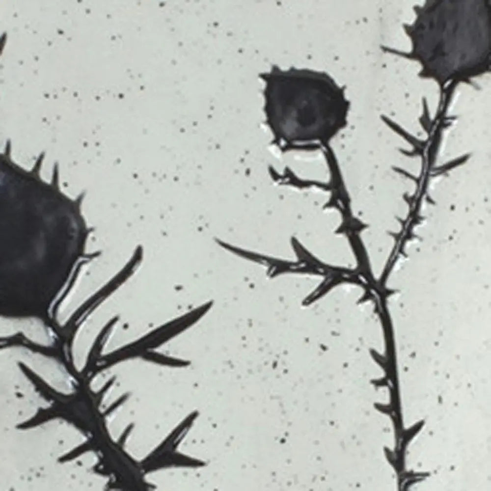 Set of Two White And Black Floral Round Ceramic Jar - NOBLE HOME INTERIORS