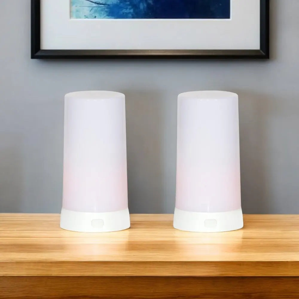 Set of Two White Flameless Pillar Candle - NOBLE HOME INTERIORS