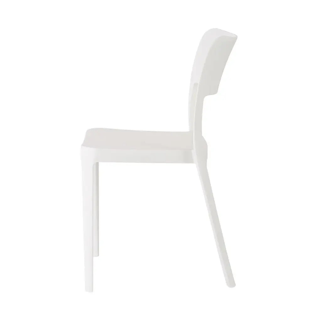 Set of Two White Heavy Duty Plastic Outdoor Stacking Accent Chairs - NOBLE HOME INTERIORS