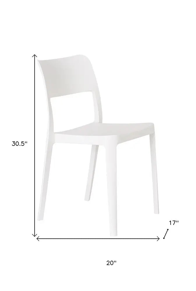 Set of Two White Heavy Duty Plastic Outdoor Stacking Accent Chairs - NOBLE HOME INTERIORS
