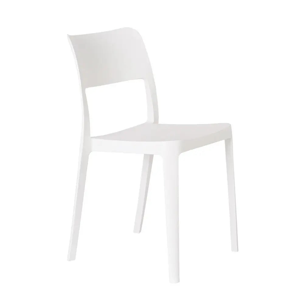 Set of Two White Heavy Duty Plastic Outdoor Stacking Accent Chairs - NOBLE HOME INTERIORS
