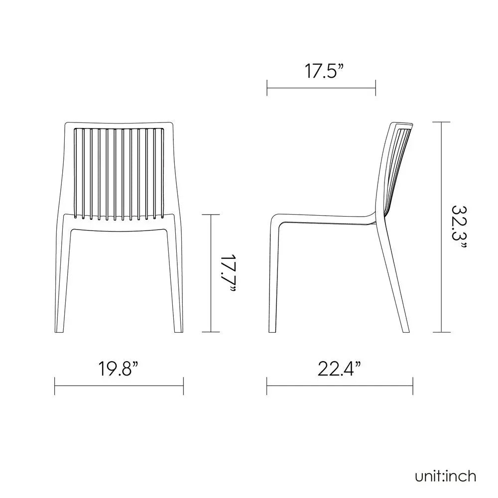 Set of Two White Heavy Duty Plastic Outdoor Stacking Accent Chairs - NOBLE HOME INTERIORS