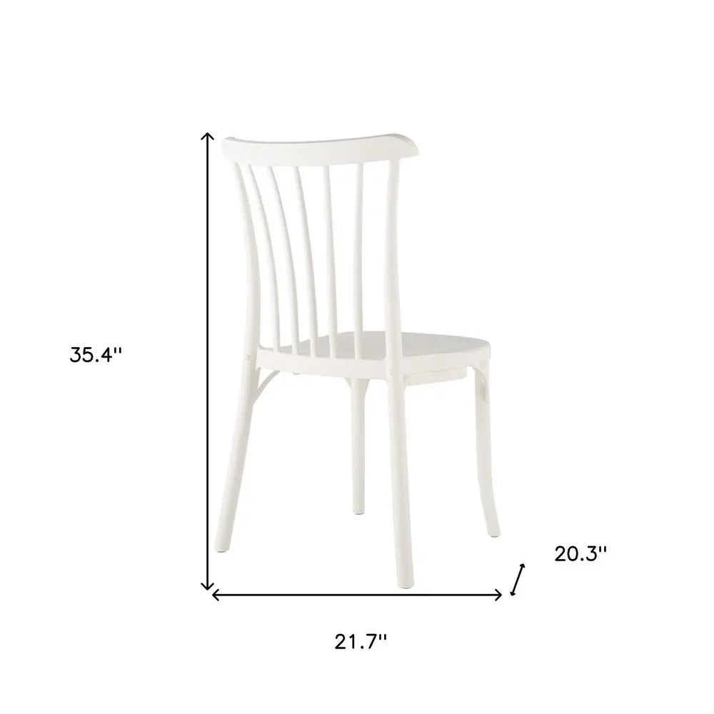 Set of Two White Heavy Duty Plastic Outdoor Stacking Dining Chairs - NOBLE HOME INTERIORS