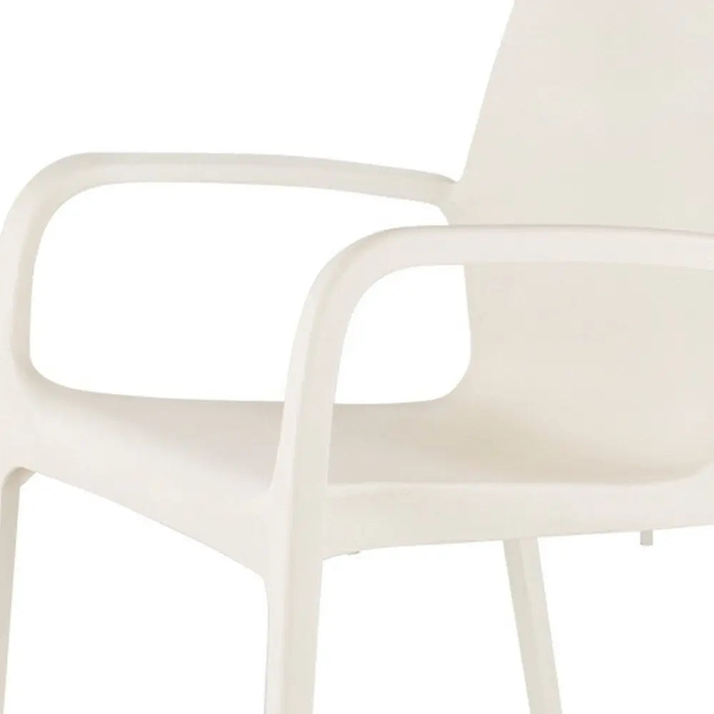 Set of Two White Heavy Duty Plastic Outdoor Stacking Dining Chairs - NOBLE HOME INTERIORS