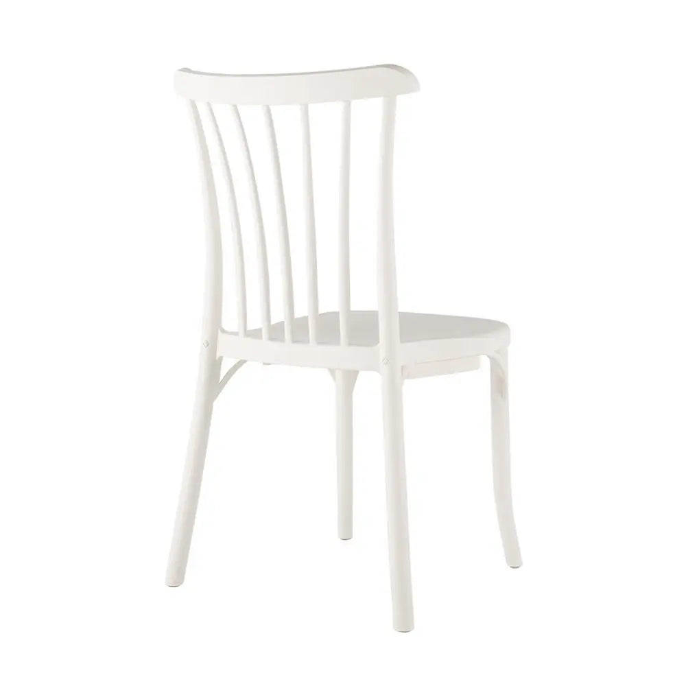 Set of Two White Heavy Duty Plastic Outdoor Stacking Dining Chairs - NOBLE HOME INTERIORS