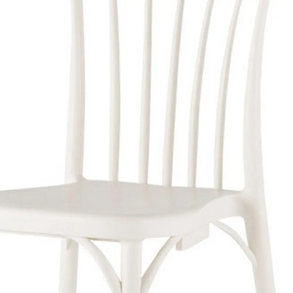Set of Two White Heavy Duty Plastic Outdoor Stacking Dining Chairs - NOBLE HOME INTERIORS