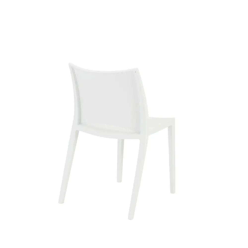 Set of Two White Heavy Duty Plastic Outdoor Stacking Dining Chairs - NOBLE HOME INTERIORS