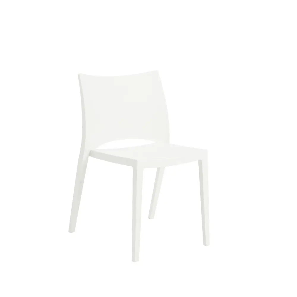 Set of Two White Heavy Duty Plastic Outdoor Stacking Dining Chairs - NOBLE HOME INTERIORS