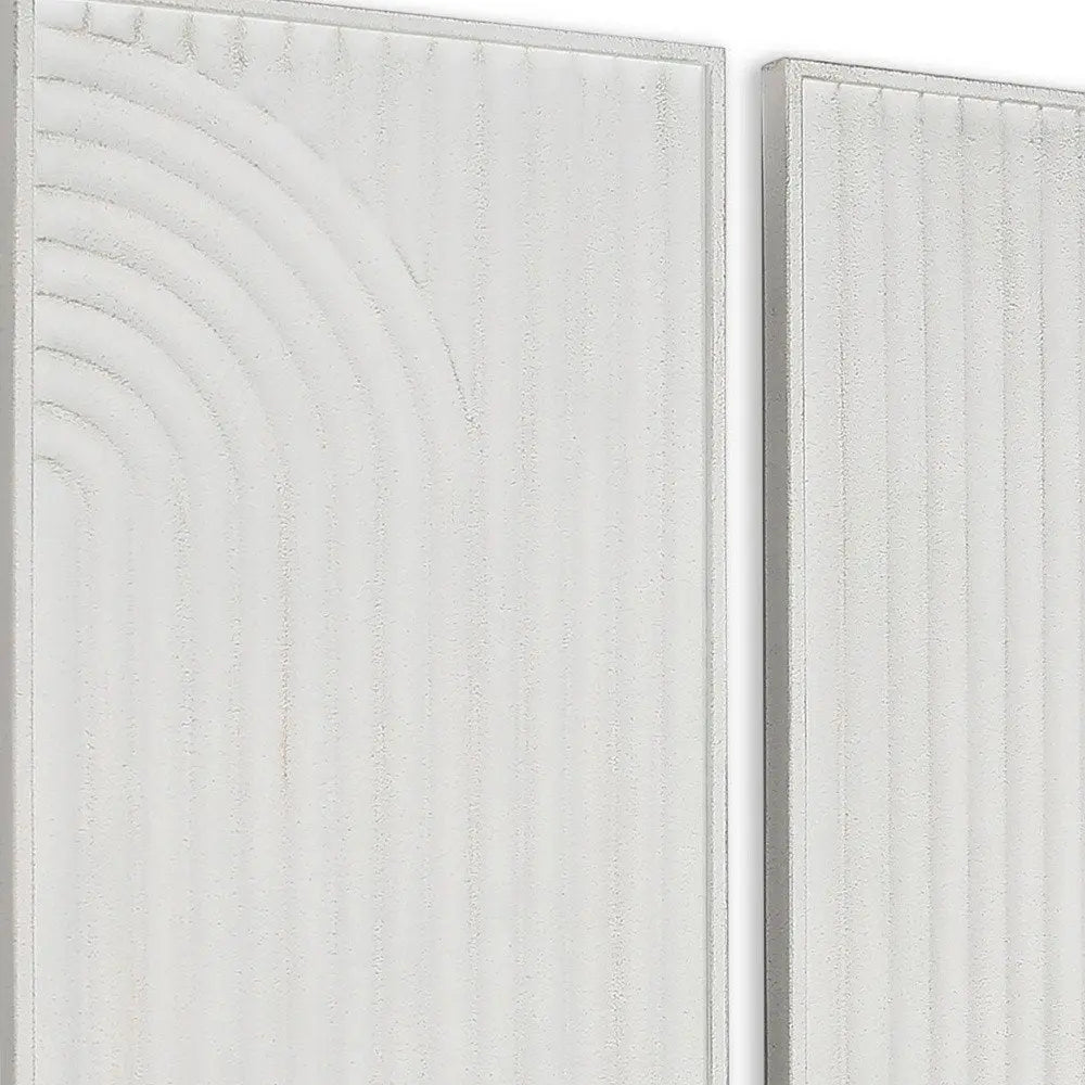 Set of Two White Metal Abstract Hanging Dimensional Sculptures - NOBLE HOME INTERIORS