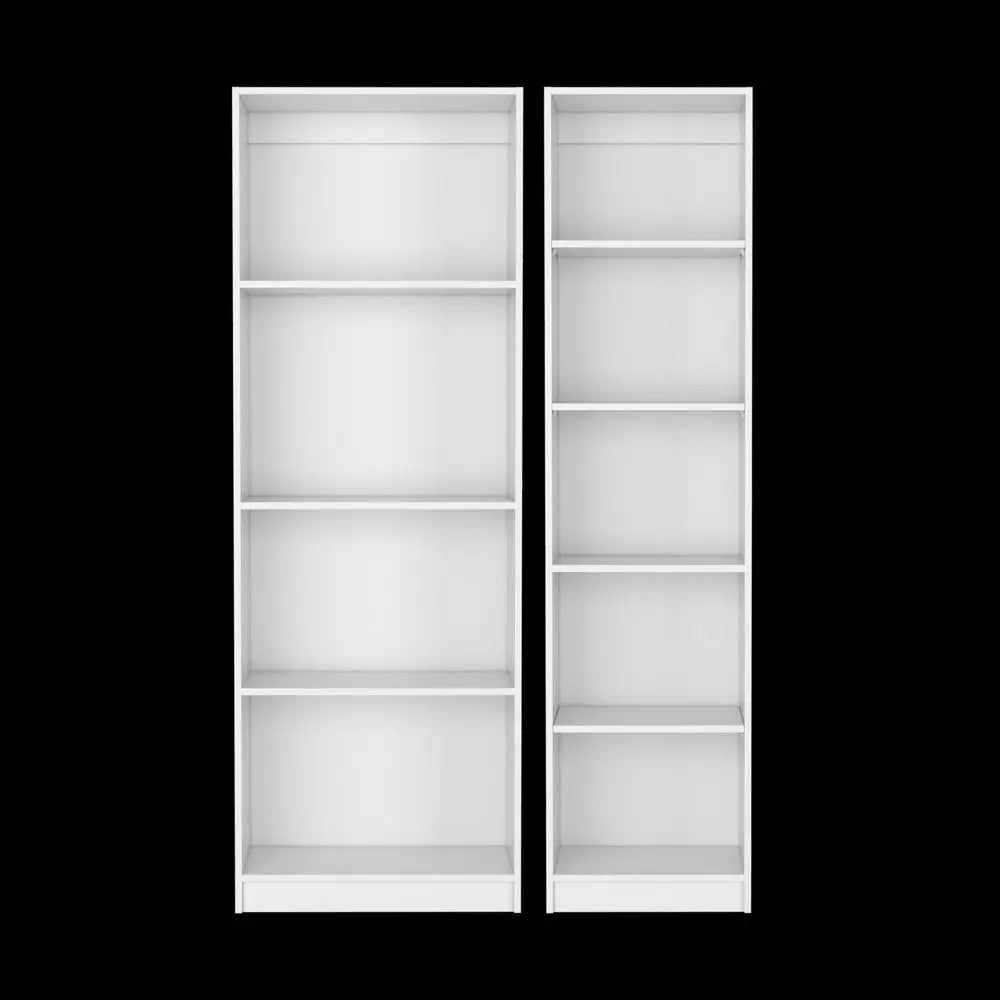 Set of Two White Wood Nine Tier Modular Bookcase - NOBLE HOME INTERIORS