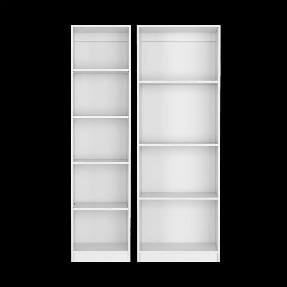Set of Two White Wood Nine Tier Modular Bookcase - NOBLE HOME INTERIORS