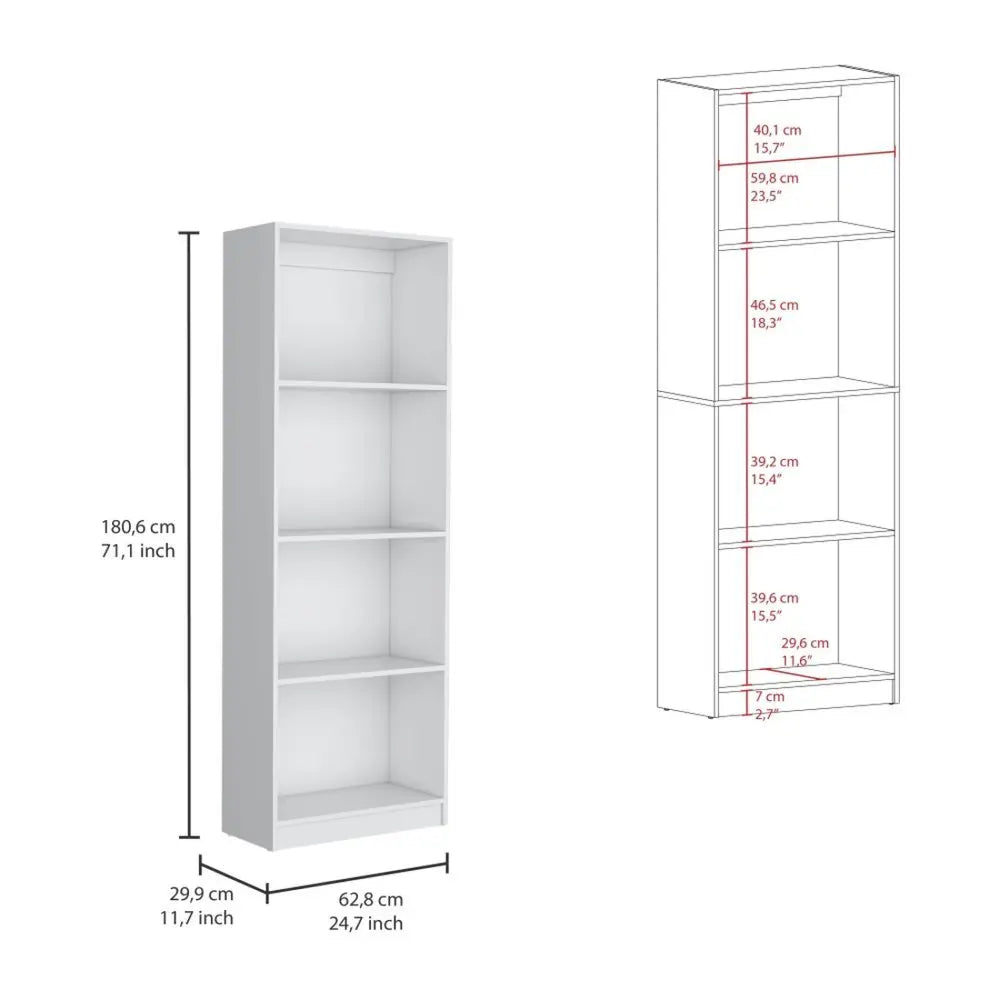 Set of Two White Wood Seven Tier Modular Bookcase with Two Doors - NOBLE HOME INTERIORS