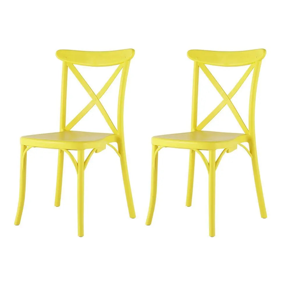 Set of Two Yellow Heavy Duty Plastic Outdoor Dining Chairs - NOBLE HOME INTERIORS