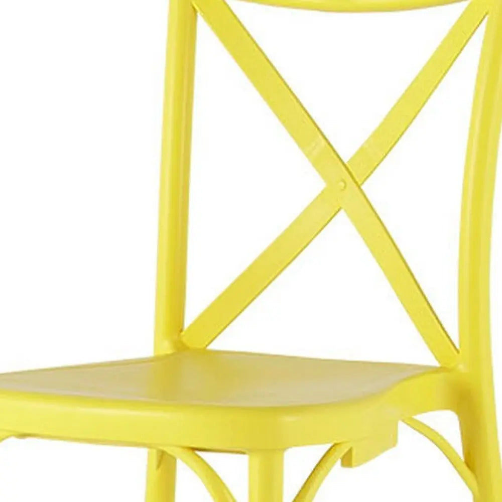Set of Two Yellow Heavy Duty Plastic Outdoor Dining Chairs - NOBLE HOME INTERIORS