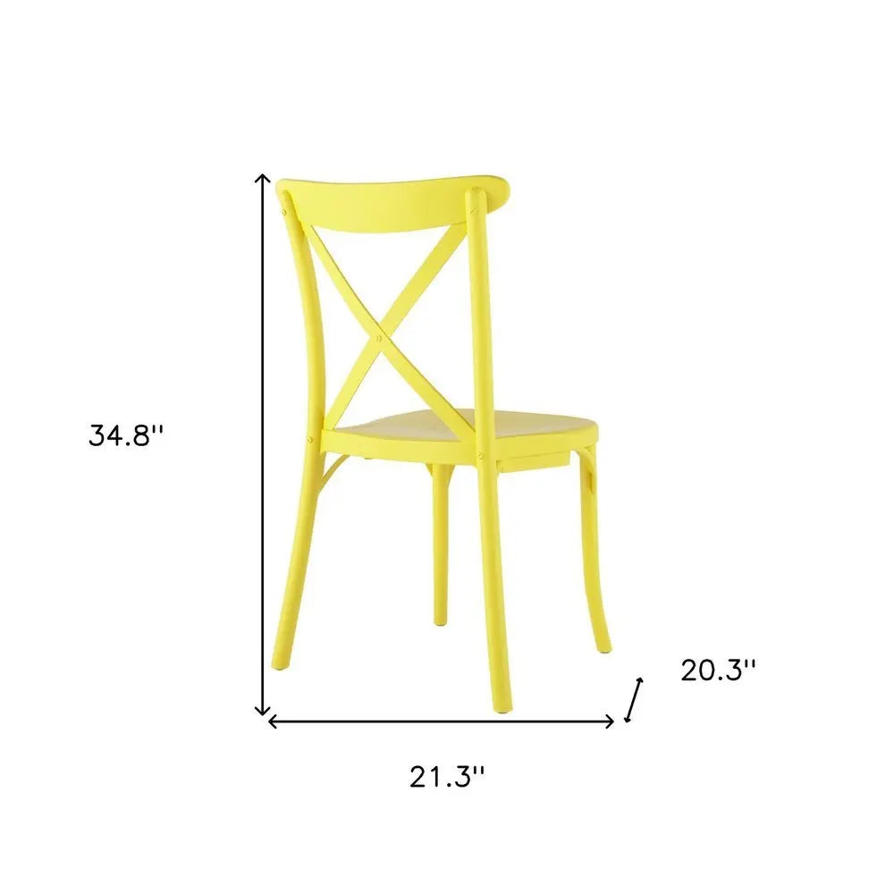 Set of Two Yellow Heavy Duty Plastic Outdoor Dining Chairs - NOBLE HOME INTERIORS
