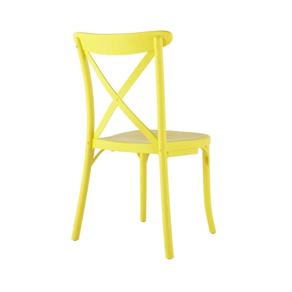 Set of Two Yellow Heavy Duty Plastic Outdoor Dining Chairs - NOBLE HOME INTERIORS