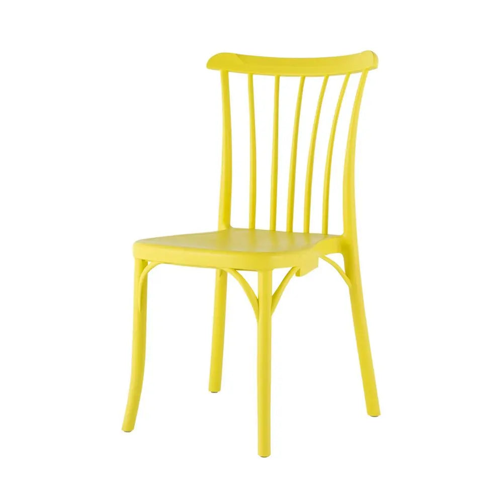 Set of Two Yellow Heavy Duty Plastic Outdoor Stacking Dining Chairs - NOBLE HOME INTERIORS