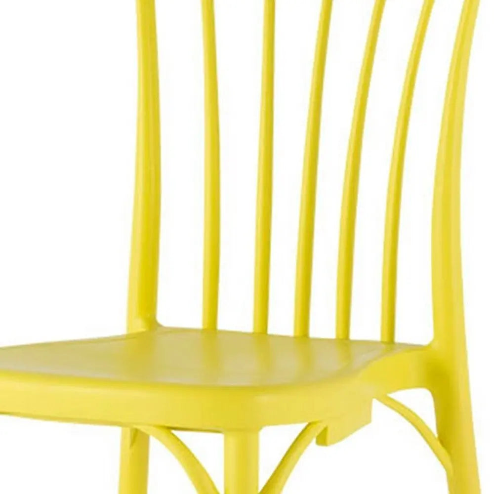 Set of Two Yellow Heavy Duty Plastic Outdoor Stacking Dining Chairs - NOBLE HOME INTERIORS