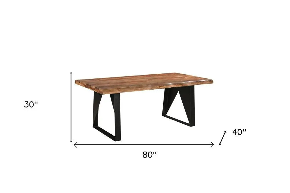 Seven Piece Brown and Black Solid Wood Dining Set with Six Chairs - NOVA HOME FURNITURE