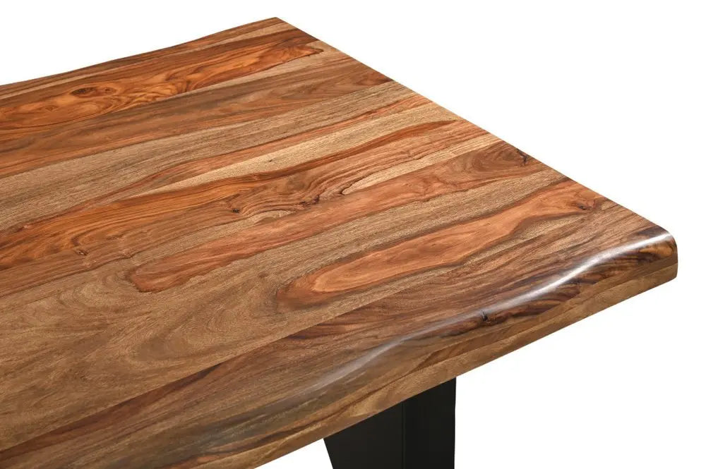 Seven Piece Brown and Black Solid Wood Dining Set with Six Chairs - NOVA HOME FURNITURE