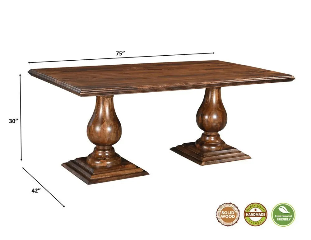 Seven Piece Brown Solid Wood Dining Set with Six Chairs - NOVA HOME FURNITURE