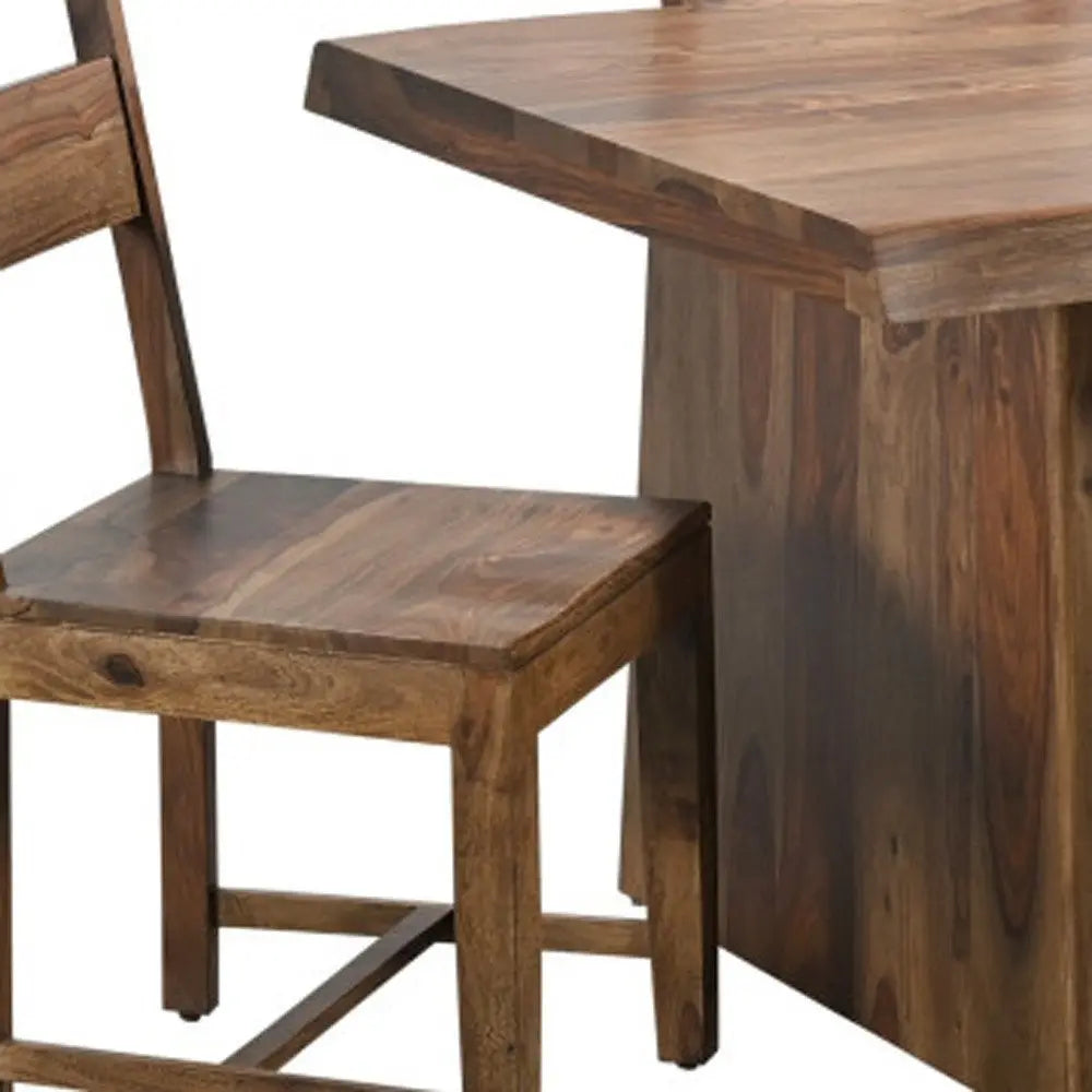 Seven Piece Brown Solid Wood Dining Set with Six Chairs - NOVA HOME FURNITURE