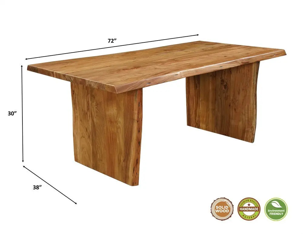 Seven Piece Brown Solid Wood Dining Set with Six Chairs - NOVA HOME FURNITURE