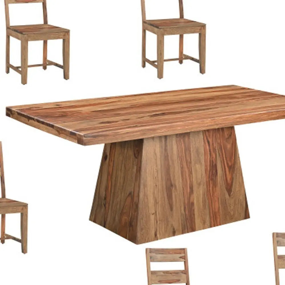 Seven Piece Brown Solid Wood Dining Set with Six Chairs - NOVA HOME FURNITURE