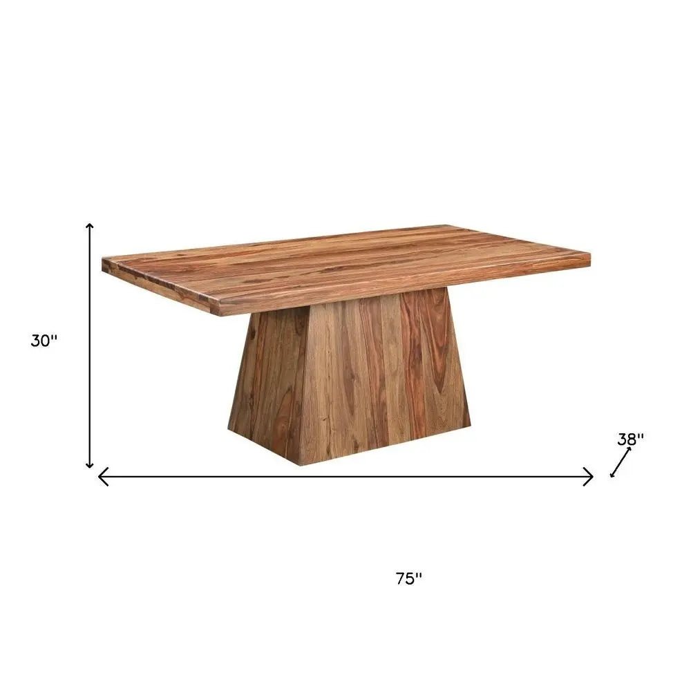 Seven Piece Brown Solid Wood Dining Set with Six Chairs and One Bench - NOBLE HOME INTERIORS