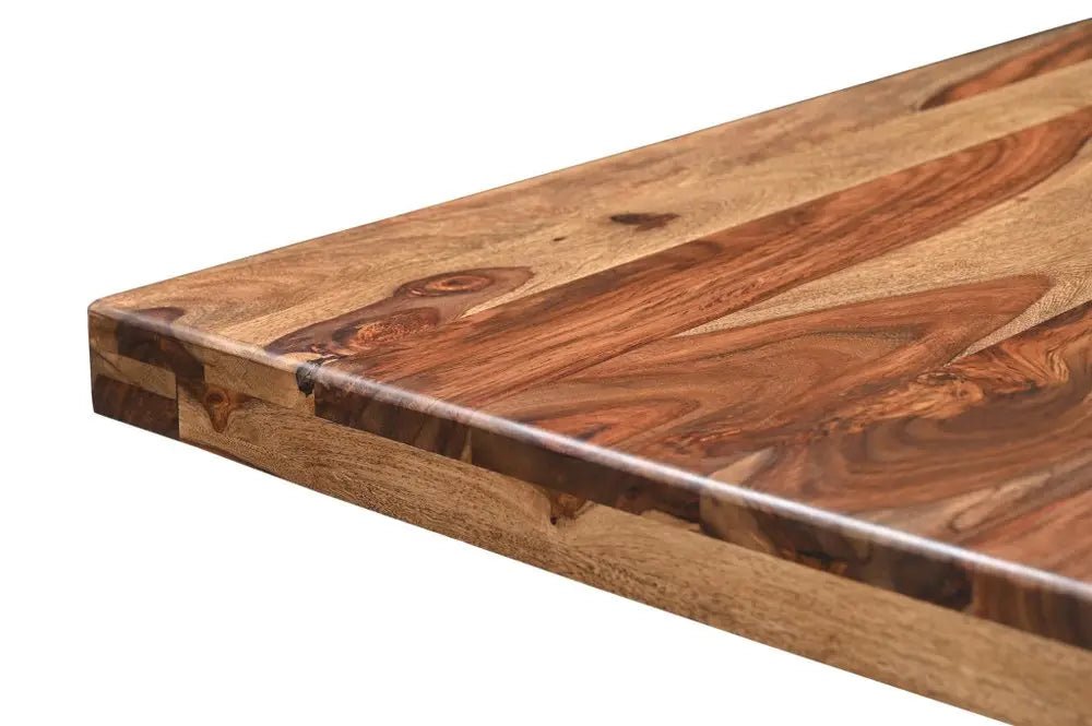 Seven Piece Brown Solid Wood Dining Set with Six Chairs and One Bench - NOBLE HOME INTERIORS