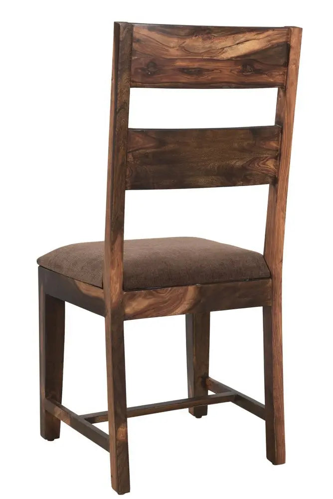 Seven Piece Dark Brown and Black Solid Wood Dining Set with Six Chairs - NOVA HOME FURNITURE