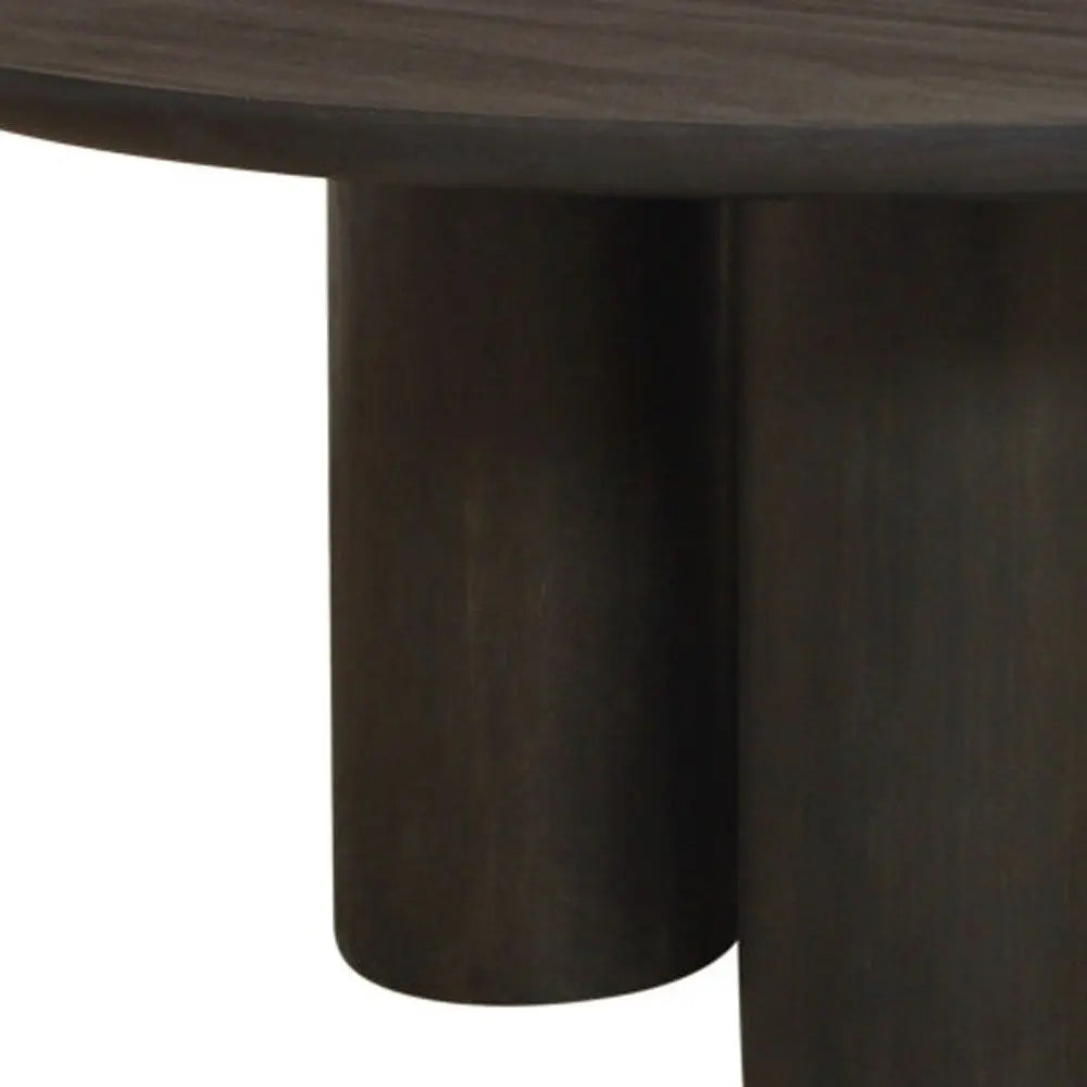 Seven Piece Dark Brown Round Solid Wood Dining Set with Six Chairs - NOVA HOME FURNITURE