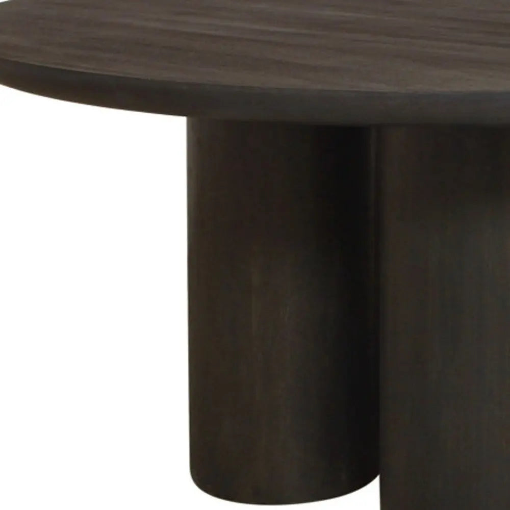 Seven Piece Dark Brown Round Solid Wood Dining Set with Six Chairs - NOVA HOME FURNITURE