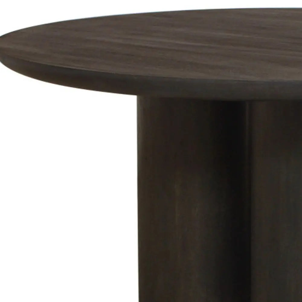 Seven Piece Dark Brown Round Solid Wood Dining Set with Six Chairs - NOVA HOME FURNITURE