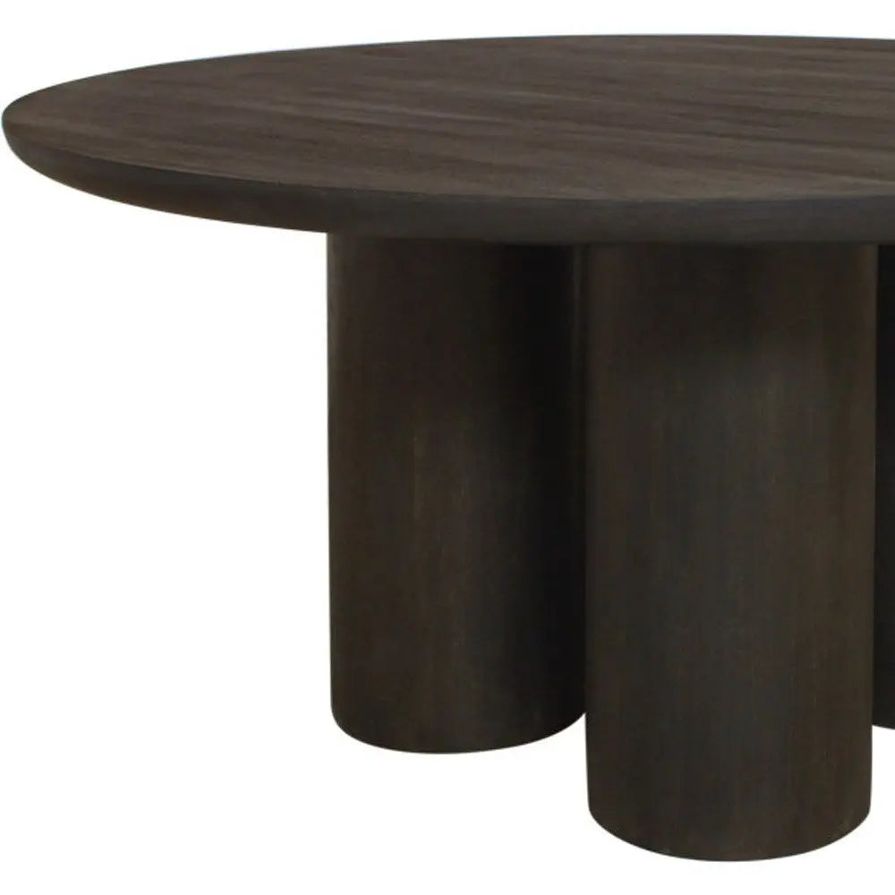 Seven Piece Dark Brown Round Solid Wood Dining Set with Six Chairs - NOVA HOME FURNITURE