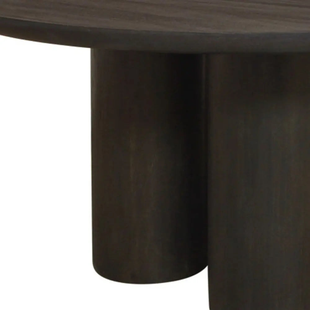 Seven Piece Dark Brown Round Solid Wood Dining Set with Six Chairs - NOVA HOME FURNITURE