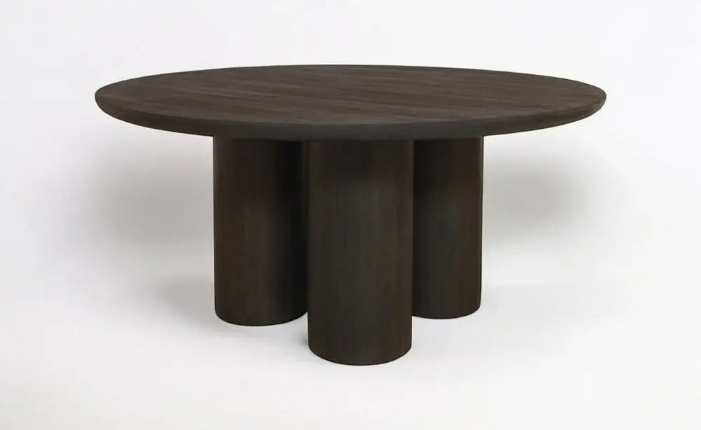 Seven Piece Dark Brown Round Solid Wood Dining Set with Six Chairs - NOVA HOME FURNITURE