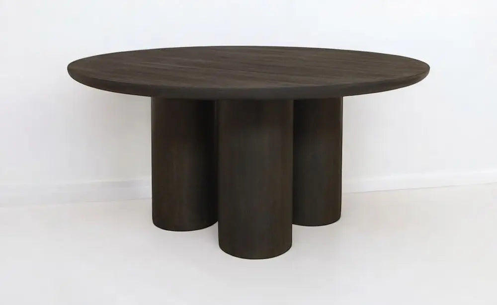 Seven Piece Dark Brown Round Solid Wood Dining Set with Six Chairs - NOVA HOME FURNITURE