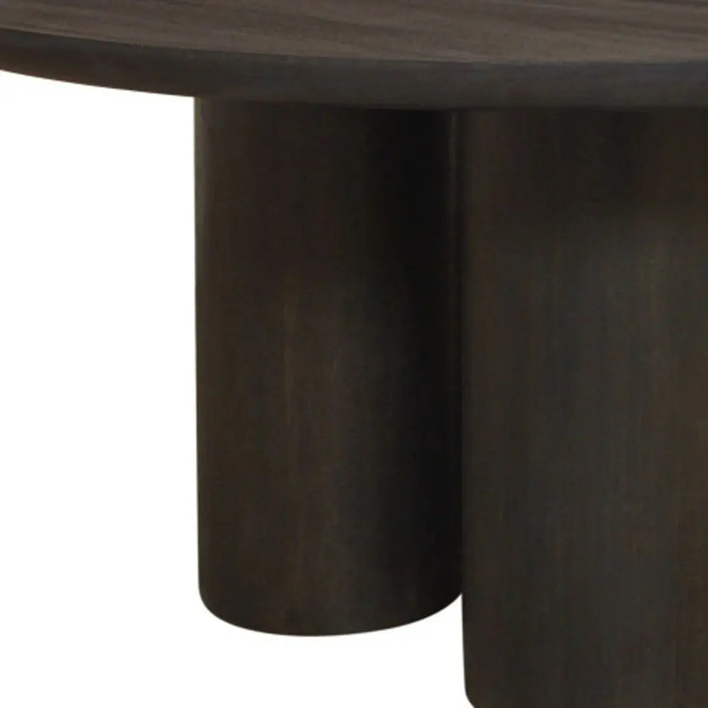 Seven Piece Dark Brown Round Solid Wood Dining Set with Six Chairs - NOVA HOME FURNITURE