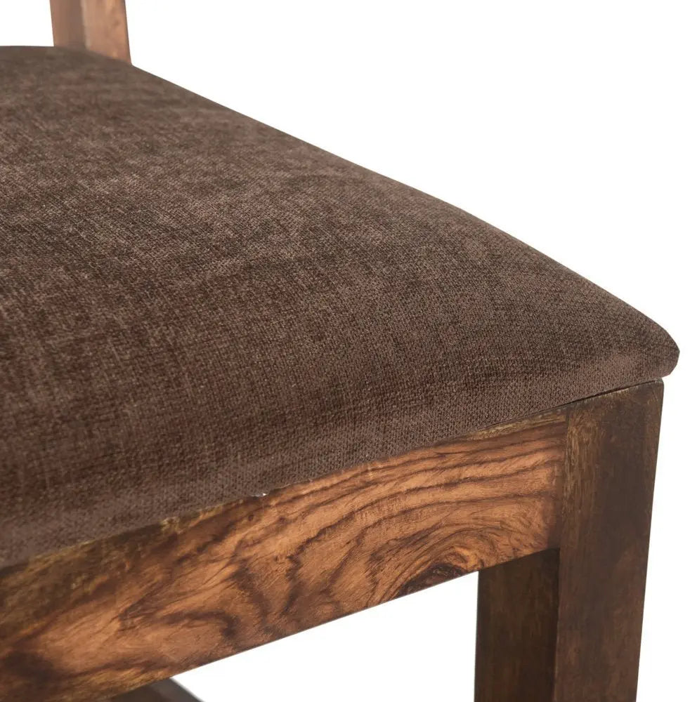 Seven Piece Dark Brown Solid Wood Dining Set with Six Chairs - NOVA HOME FURNITURE