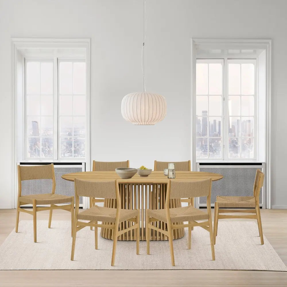 Seven Piece Oak Oval Dining Set with Six Chairs - NOVA HOME FURNITURE