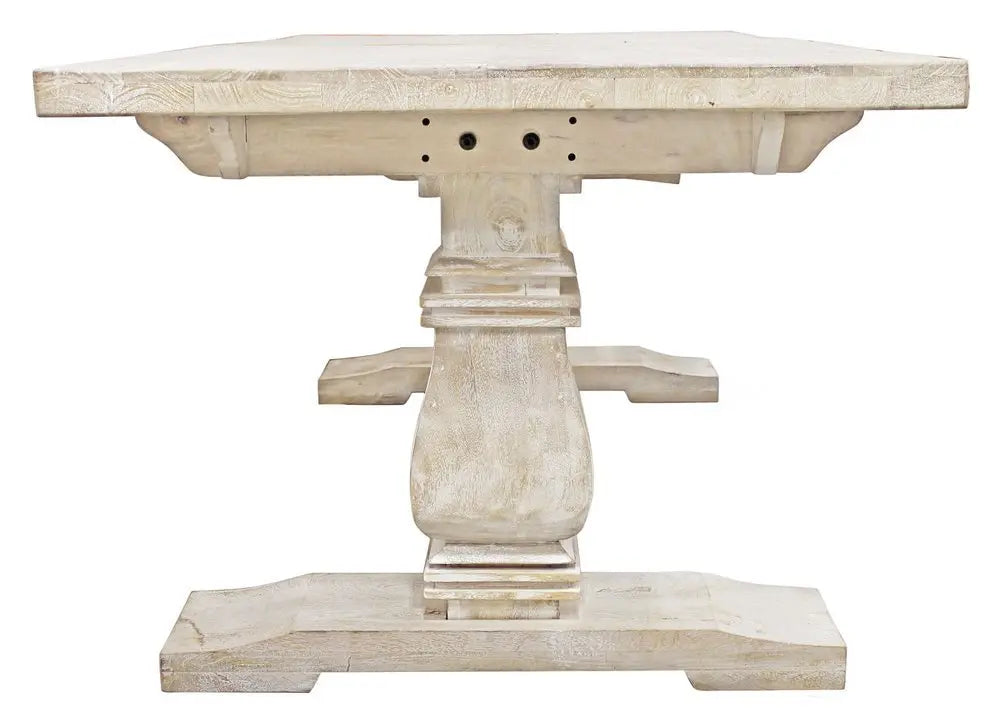 Seven Piece White Solid Wood Dining Set with Six Chairs - NOVA HOME FURNITURE