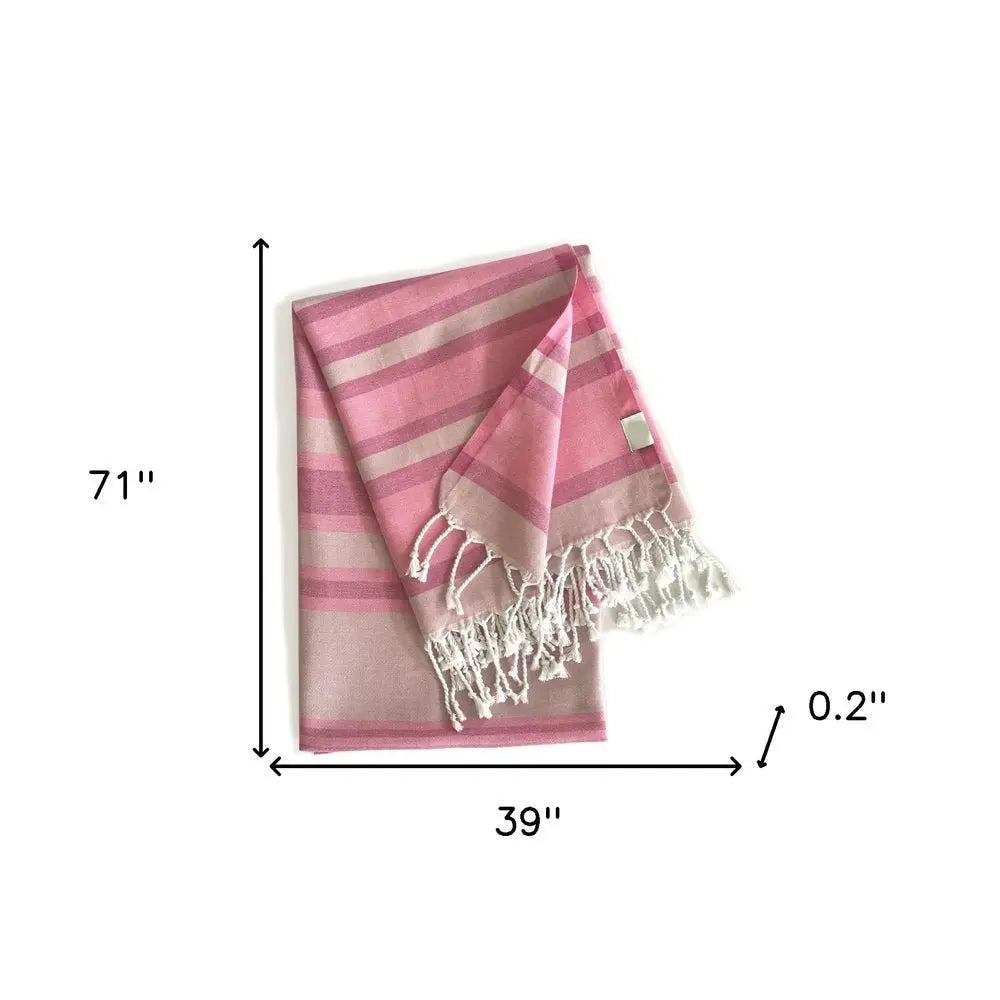 Shades of Pink Striped Design Turkish Beach Blanket - NOBLE HOME INTERIORS