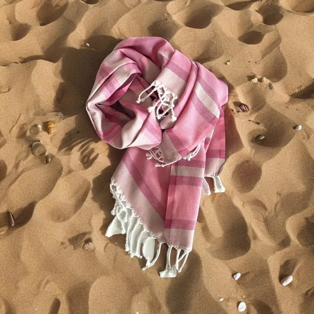Shades of Pink Striped Design Turkish Beach Blanket - NOBLE HOME INTERIORS