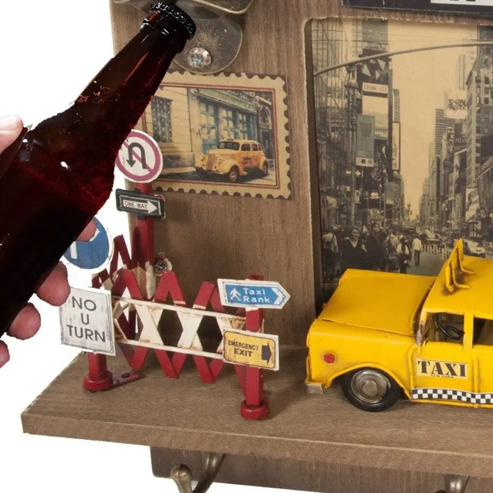 Shadow Box With 3 Metal Keychain Hooks - NOBLE HOME INTERIORS