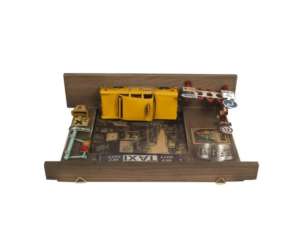 Shadow Box With 3 Metal Keychain Hooks - NOBLE HOME INTERIORS