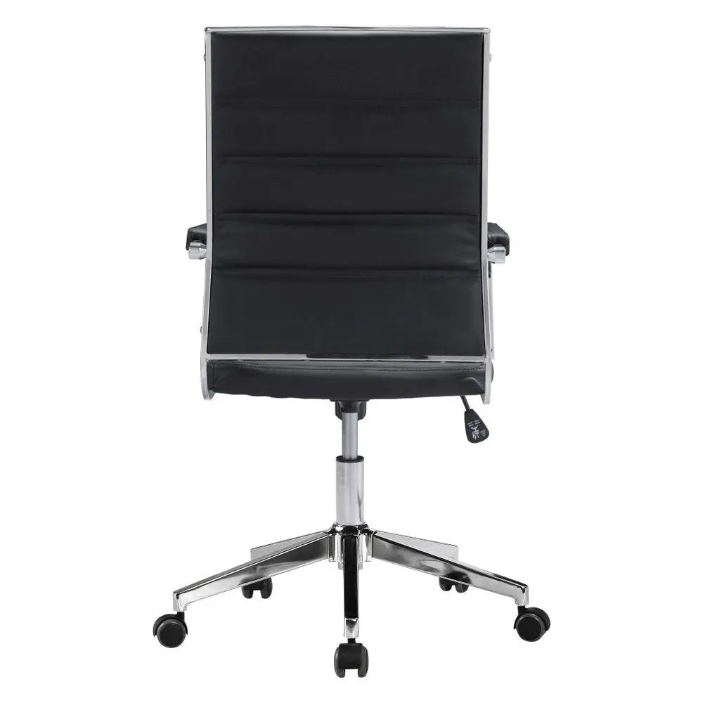 Silver and Black Adjustable Swivel Faux Leather Rolling Conference Office Chair - NOBLE HOME INTERIORS